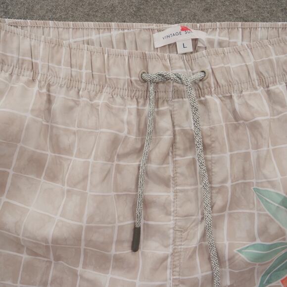 Vintage Summer Board Shorts Mens Large Blue Swim Surf Drawstring Print New - Picture 4 of 14